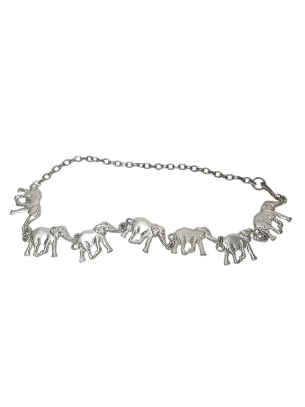 Vintage Style Silver Tone Elephant Chain Belt 48